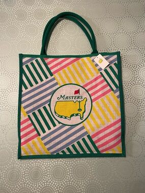 Masters Striped Canvas Tote in Green, Yellow, Pink & Blue